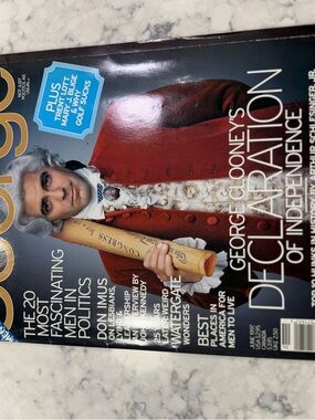 George Magazine Cover with Red Coat and Cream Accents